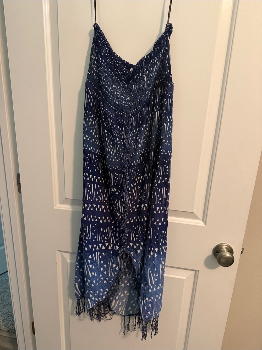 Volcom Blue Printed Strapless Maxi Dress